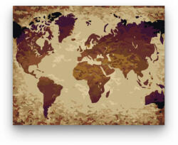 Sötétbarna Világtérkép - számfestő készlet