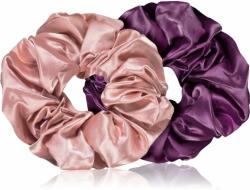 BrushArt Hair Large satin scrunchie set Elastice pentru par Pink & Violet