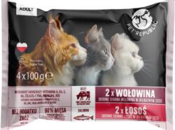 Pet Republic PetRepublic pisici pliculețe de carne de vită și somon 4x100g