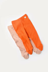 BabyCosy Set 2 pantaloni cu botosei bebe unisex din bumbac organic si modal - Rodie/Piersica, Baby Cosy (CSYM11606-3)