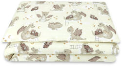 Qmini - Lenjerie junior cu 2 piese, Din bumbac certificat Oeko Tex Standard 100, 140 x 200 cm, Dragons Beige (6426972021340) - roua Lenjerii de pat bebelusi‎, patura bebelusi