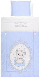 Lorelli Set lenjerie pat 4 piese, bumbac ranforce, Little Bear Blue (20800025901) Lenjerii de pat bebelusi‎, patura bebelusi