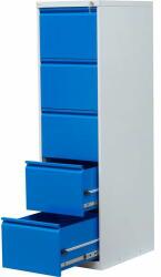 Kovona Tyne egysoros fém A4-es irattartó szekrény, 5 fiók, kék/szÜrke