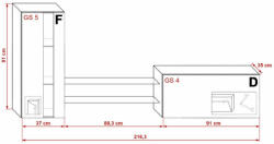 Furnitech Venezia Concept C45N nappali faliszekrény sor - 216 x 91 cm (maga (C45N-HG-W-2-1B)