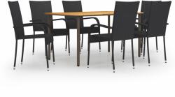 vidaXL 7 részes fekete polyrattan 3072495