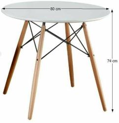  Étkezőasztal, fehér/bükk, átmérő 80 cm, GAMIN NEW 80 (TK0000228379)