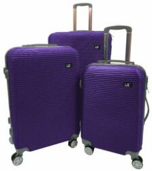  3 db-os bőröndszett, strapabíró 4 kerékkel, számzárral, lila (260000412)