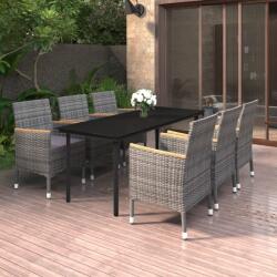 vidaXL Set mobilier de grădină cu perne, 7 piese, poliratan și sticlă (3099779) - comfy