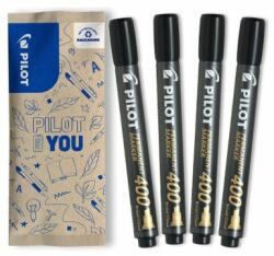 Pilot Set flow pack 4 markere permanente Pilot P400 negre 4.0 mm varf tesit (PFLW550969)