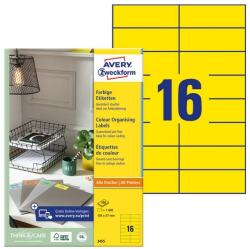 Avery Etikett AVERY 3455 105x37mm univerzális sárga 1600 címke/doboz 100 ív/doboz (3455) - tonerpiac