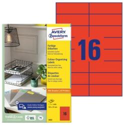 Avery Etikett AVERY 3452 105x37mm univerzális piros 1600 címke/doboz 100 ív/doboz (3452) - tonerpiac