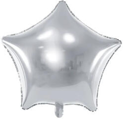 PartyDeco S. r. o Csillag alakú, ezüst fólia lufi, 70 cm
