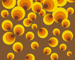  Retro motívum a 70-es évekből váltakozó nagyságú "koncentrikus" körök barna sárga és narancssárga tónus falpanel (39258-1)