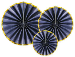 PartyDeco Rozetta dekoráció, 3db, Navy sötétkék legyeződekor (LUFI659328)