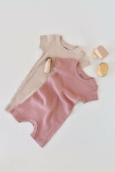 BabyCosy Set de 2 salopetele cu maneca scurta din bumbac organic si modal - Roz/ Blush (BC-CSYM11407-18)