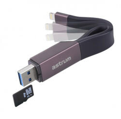 Astrum AA230 2in1 8pin lightning - USB 3.0 OTG adatkábel beépített MicroSD kártyaolvasóval, MFI engedéllyel - mobilehome