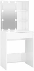  Vidaxl magasfényű fehér fésülködőasztal LED-del 60 x 40 x 140 cm 808834