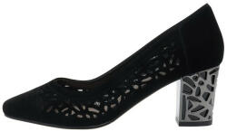 Epica Pantofi dama, Epica, JIXQ675-X786-P8563BT-01-I-Negru, elegant, piele intoarsa, cu toc, negru (Marime: 38)
