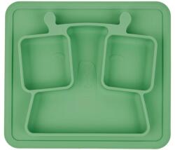  Badabulle tapadós aljú osztott szilikon tányér 3 rekesszel - Zöld