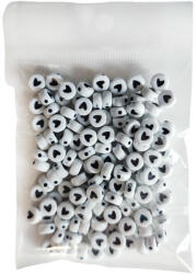 CsimpiStore Szív mintás Gyöngy Fehér Kör (6 mm, Műanyag) 20g/csomag
