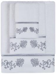 SOFT COTTON A DIARA kis törölköző 30 x 50 cm-es Fehér-szürke hímzés / Grey embroidery
