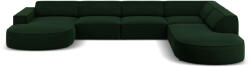 Micadoni Coltar Jodie in forma de U cu 7 locuri, colt pe partea dreapta rotunjit si tapiterie din catifea, verde inchis (ColtarJodie5set13)