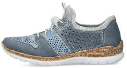 RIEKER Pantofi dama, Rieker, N4255-12-Albastru, casual, piele ecologica, cu talpa joasa, albastru (Marime: 36)