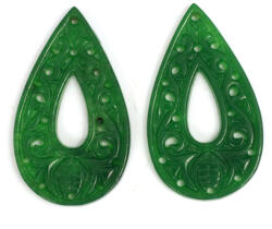  Pandantiv Jad Natural Colorat Sculptat cu Gaura 40x24x3 mm - 1 Pereche
