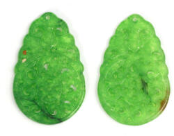  Pandantiv Jad Natural Colorat Sculptat cu Gaura 36x23x2 mm - 1 Pereche