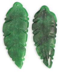  Pandantiv Jad Natural Colorat Sculptat cu Gaura 40-41 x 15-16 x 4-5 mm - 1 Pereche