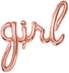 Partydeco Fólia lufi - GIRL Rosegold felirat, csak levegővel tölthető, 77x70cm (LUFI298382)