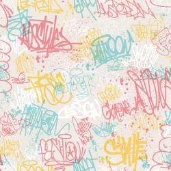 FüggönyFutár Webáruház Piros, zöld, sárga színű grafitti mintás vlies tapéta, Ugepa My Kingdom, M51310