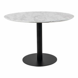 House Nordic Masa dining rotunda cu blat aspect marmura alba si picior negru 110cm Bolzano (2201145)