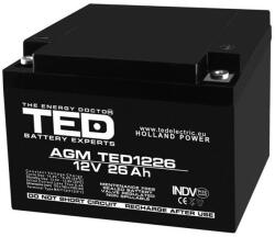 TED Electric Baterie VRLA AGM TED1226 12V 26Ah 175 x 166 x 126 mm, PL 26 AH (PL 26 AH)