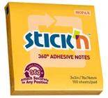 STICK N Stick`N 360° 76x76 mm 100 lap narancssárga öntapadó jegyzettömb (21551) - bestbyte