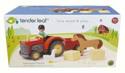 Tender Leaf Tractorul cu remorca din lemn premium, Tender Leaf Toys, 7 piese