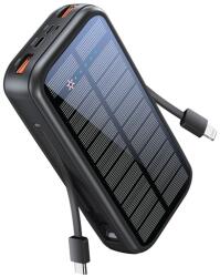 Promate 20000mAh Solartank 20PDCI (SOLARTANK-20PDCI) napelemes fekete powerbank PD QC3.0