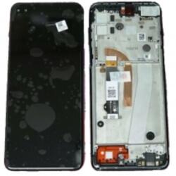 Motorola Moto G100 előlap keret, lcd kijelző és érintőpanel fekete, OEM
