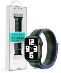 DEVIA ST364679 Devia Apple Watch (38/40/41mm) óraszíj, Nylon Woven Two-Tone, szövet, zöld-fekete (Eucalyptus Green) (ST364679)