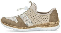RIEKER Pantofi dama, Rieker, N4255-60-Bej, casual, piele ecologica, cu talpa joasa, bej (Marime: 38)