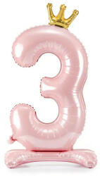 Partydeco Talpas számos lufi 33" (84cm) fólia szám, számjegy, 3 csak levegővel tölthető, Rózsaszín (LUFI198270)