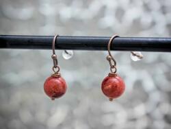 R. M. ékszer Korall lógós réz drót fülbevaló 8mm (19027RM)