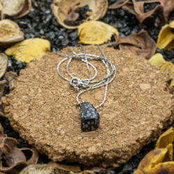MyVanilla Obszidián ásvány nyaklánc ezüst lánccal