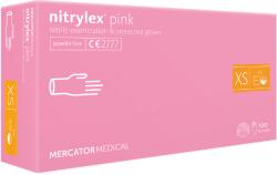 Mercator Medical ® pink púdermentes nitril vizsgáló kesztyű (rózsaszín) 100 db - XS, Nitril, 100