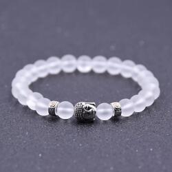  Matt hegyikristály buddha fejes ásványkarkötő