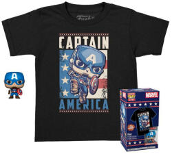Funko Pocket Pop! & Tee: Marvel - Captain America (Special Edition) Bobble-Head Vinyl Figurina (4cm) & Tricou (M) Figurina