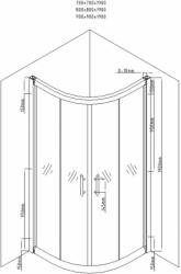 Mexen Rio zuhanykabin elhúzható ajtóval - 80 x 80 cm - tejüveg (8 (863-080-080-01-30)