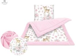 MimiNu by Kieczmerski MimiNu, Caprioare, set lenjerie pentru carucior, roz, 60x75 cm Lenjerii de pat bebelusi‎, patura bebelusi