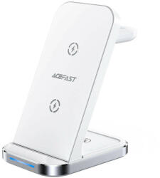 ACEFAST E15 3-in-1 Qi Wireless Charger, AirPods, Apple Watch és mobiltelefon vezeték nélküli töltő, 15W, fehér