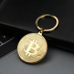 Bitcoin kriptopénz dísz érme, díszérem kulcstartó